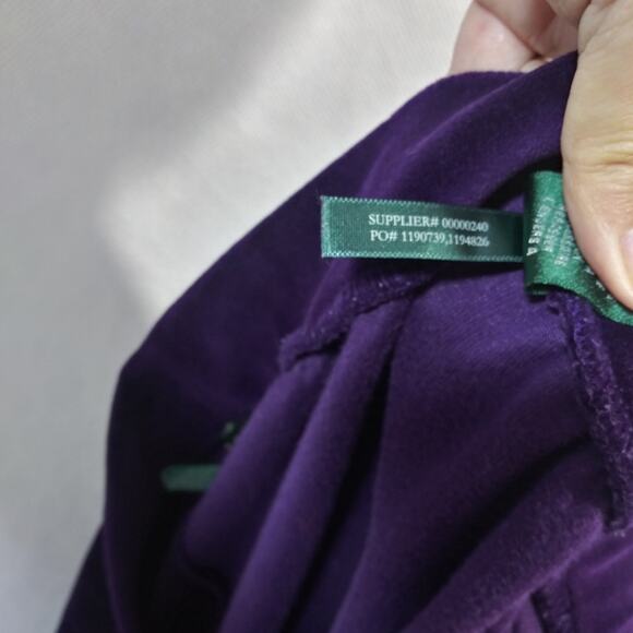 Lauren Ralph Lauren Royal Purple Velvet Pull On Pants Ankle Straight Size 3X - Picture 10 of 10